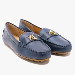 Lauren Ralph Lauren Womens Barnsbury Slip-on Driver Loafer Flats Navy Blue 8W